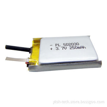 Soft Pack Lithium Polymer Battery, ICS502030 with 3.7V, 250mAh for Small Portable Devices
